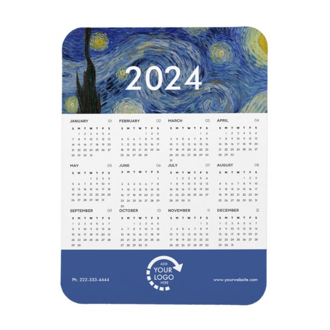 Imán Calendario de Starry Night Van Gogh Business Logo  (Vertical)