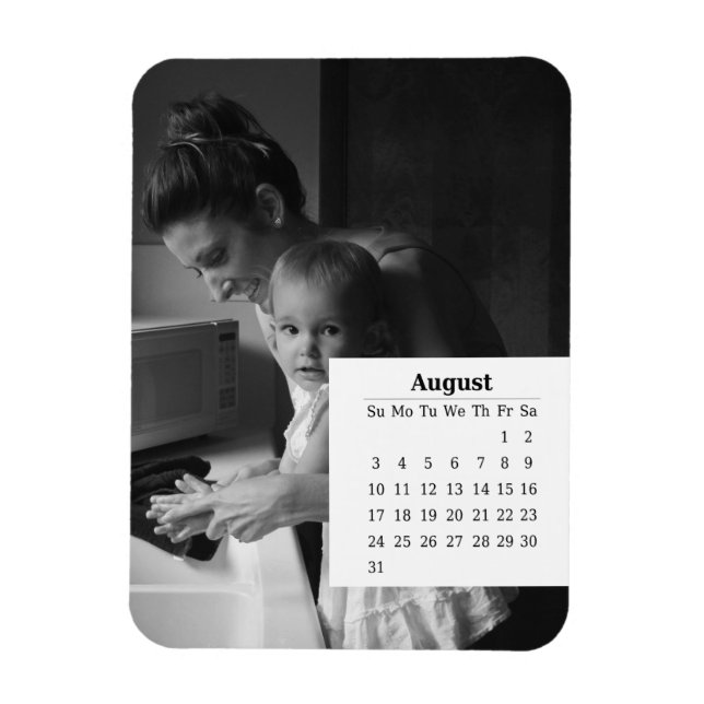 Imán Calendario de superposición agosto de 2025 (Vertical)