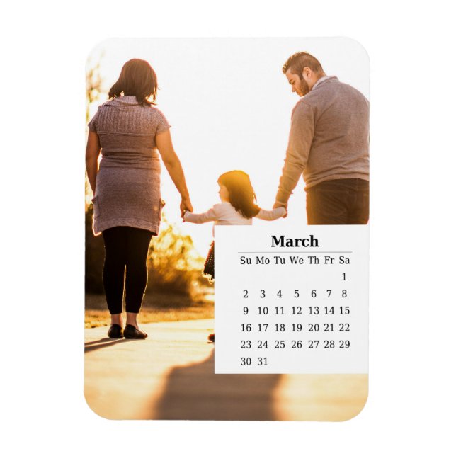 Imán Calendario de superposición marzo de 2025 (Vertical)