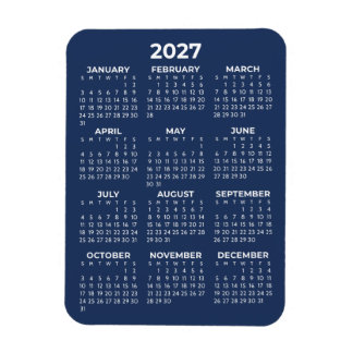 Imán Calendario de todo el año 2027 básico mini azul ma
