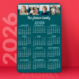 Imán Calendario de vista completa con 4 fotos