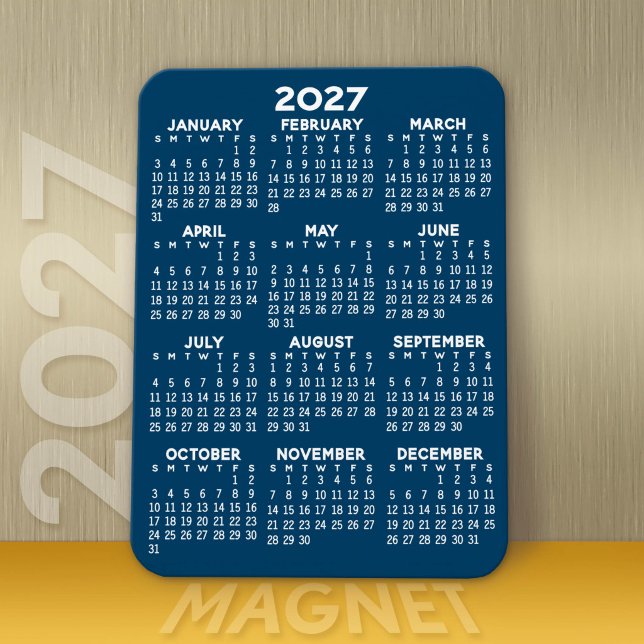 Imán Calendario de vista de año completo de 2023 - Míni (Modern 2027 Calendar Magnet)