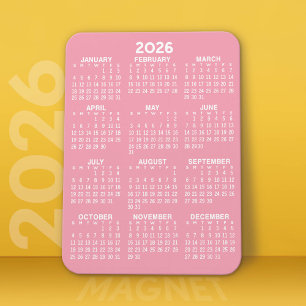 Imán Calendario de vista de año completo de 2023 - Míni