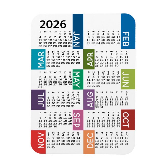 Imán Calendario de visualización de año completo 2023 - (Vertical)