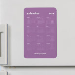 Imán Calendario del año 2024 completo de Lavender de mo<br><div class="desc">Imán de calendario simple y audaz para 2024. Este diseño presenta un conjunto moderno de fuentes, un completo 12 meses 2024 año, con un fondo de lavanda a la moda. Personaliza para convertirlo en tu propio o de algún especial. CONSEJO: Puede cambiar el color de fondo utilizando la propia Herramienta...</div>