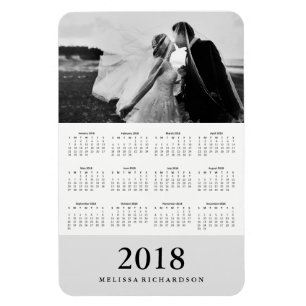 Imán Calendario elegante gris suave 2018 de la foto de