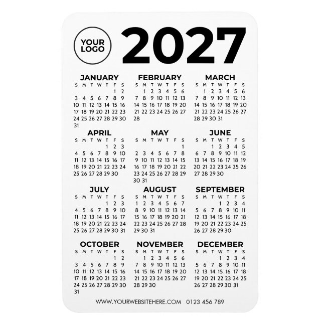 Imán Calendario empresarial logo negro simple básico 20 (Vertical)