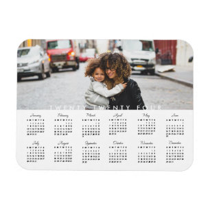 Imán Calendario fotográfico simple de tipografía de mod