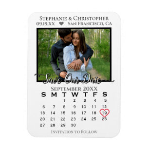 Imán Calendario fotográfico simple Guardar nuestro Boda