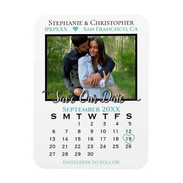 Imán Calendario fotográfico verde azulado y blanco: sal (Vertical)