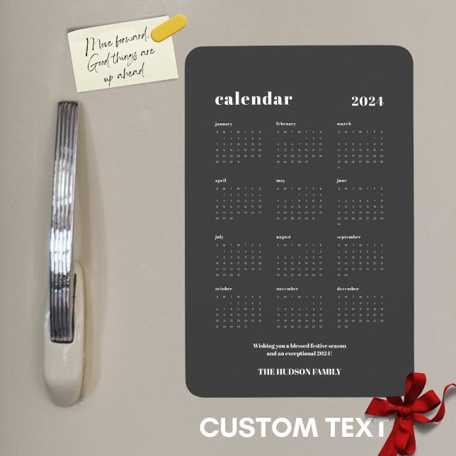 Imán Calendario gris oscuro de SImple Bold 2024 (Subido por el creador)