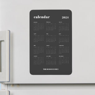 Imán Calendario gris oscuro de SImple Bold 2024