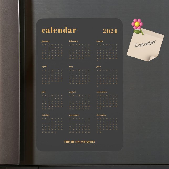 Imán Calendario gris oscuro de SImple Bold 2024 (Subido por el creador)