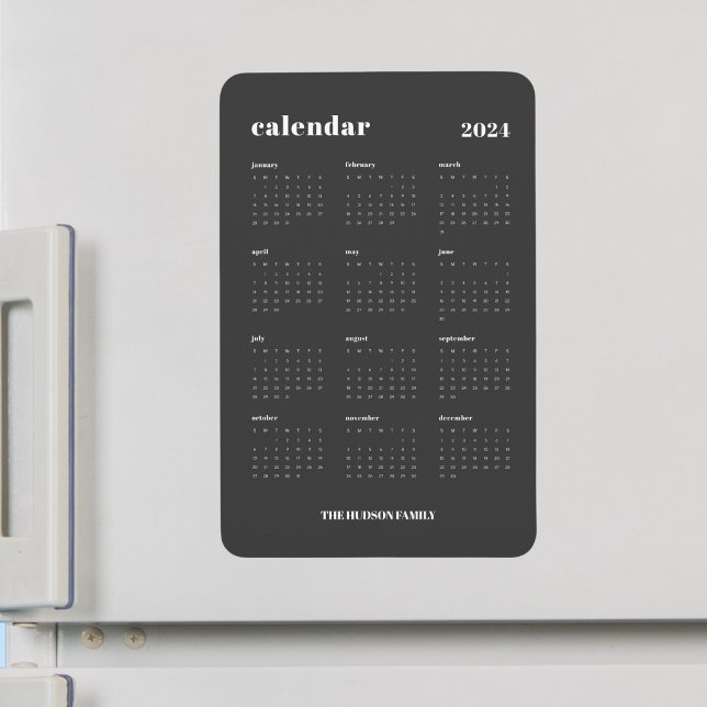 Imán Calendario gris oscuro de SImple Bold 2024 (Subido por el creador)