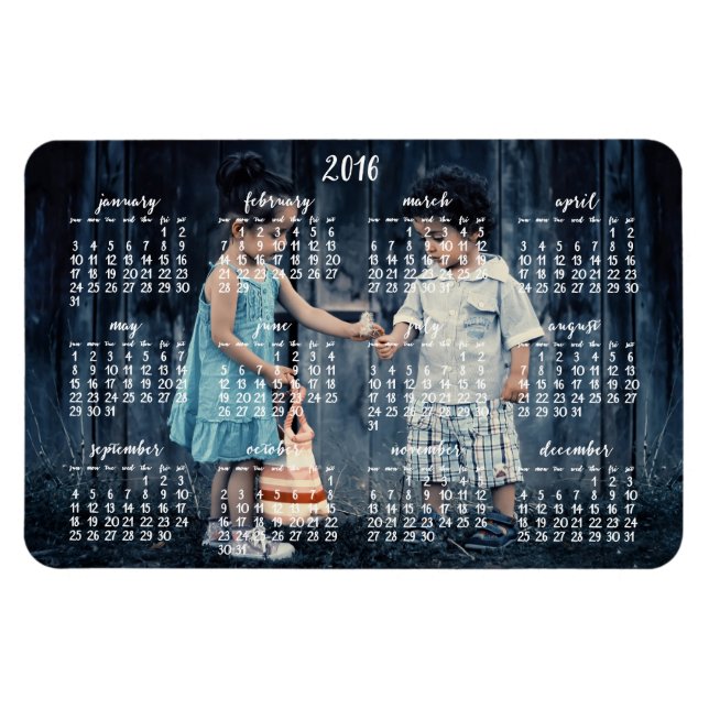 Imán Calendario magnético personalizado 2016 4x6 (Horizontal)