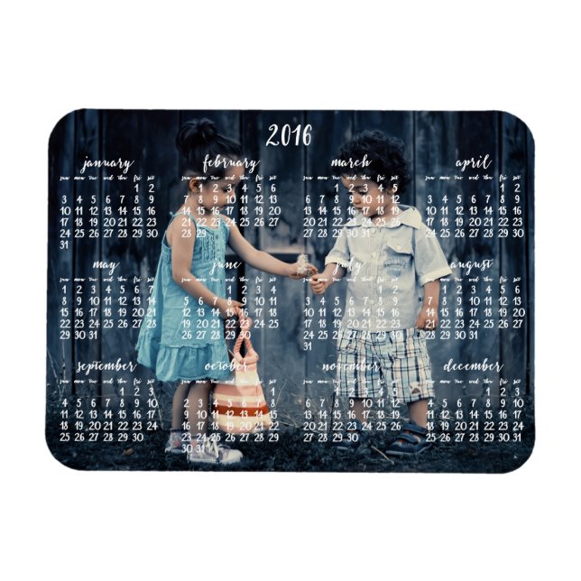 Imán Calendario magnético personalizado de 2016 3x4 (Horizontal)