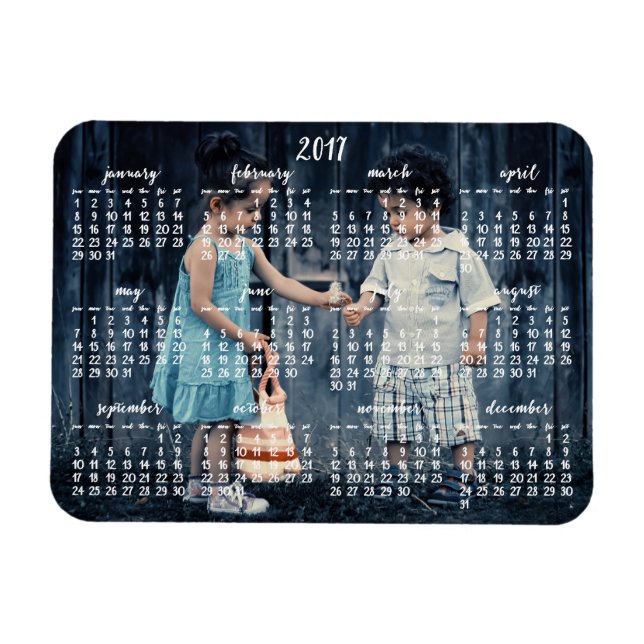 Imán Calendario magnético personalizado de 2017 3x4 (Horizontal)