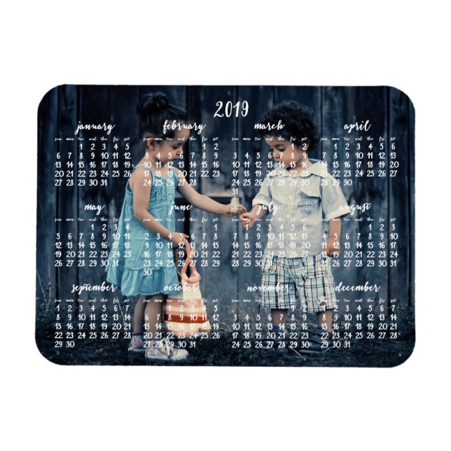 Imán Calendario magnético personalizado de 2019 3x4 (Horizontal)