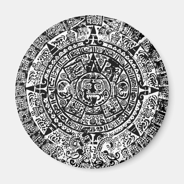 Imán Calendario maya negro (Frente)