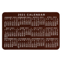 Calendario Mensual 2021 Año Grano de madera marrón