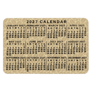 Imán Calendario Mensual 2027 Granos de Café Ligero