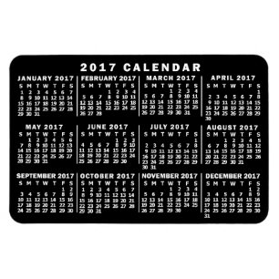 Imán Calendario mensual de 2017 Clásico en blanco y ne
