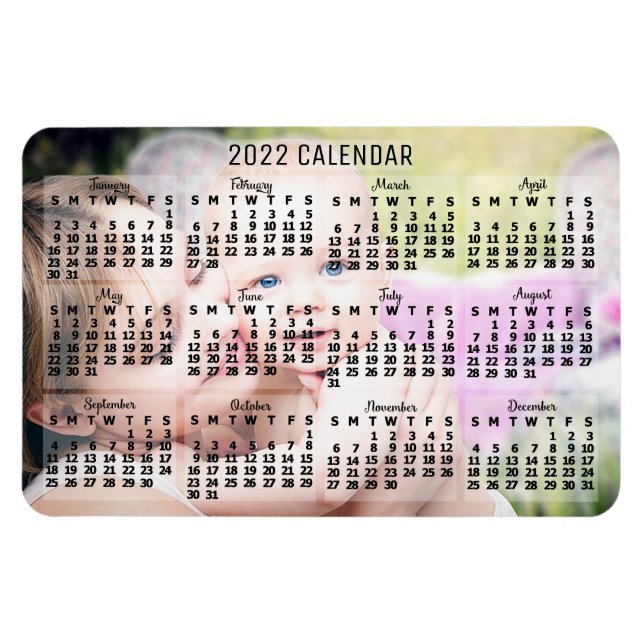 Imán Calendario Mensual de 2022 Años - Foto de Personal (Horizontal)