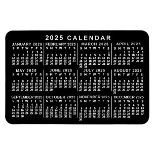 Imán Calendario mensual de 2023 años Clásico en blanco
