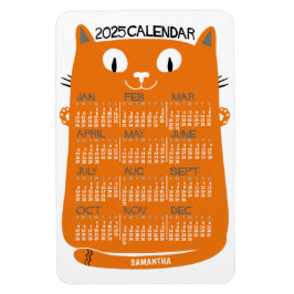 Imán Calendario Mensual de 2023 años Naranja Cat de med