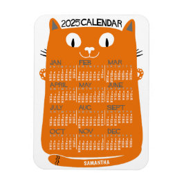 Imán Calendario Mensual de 2023 años Naranja Cat de med