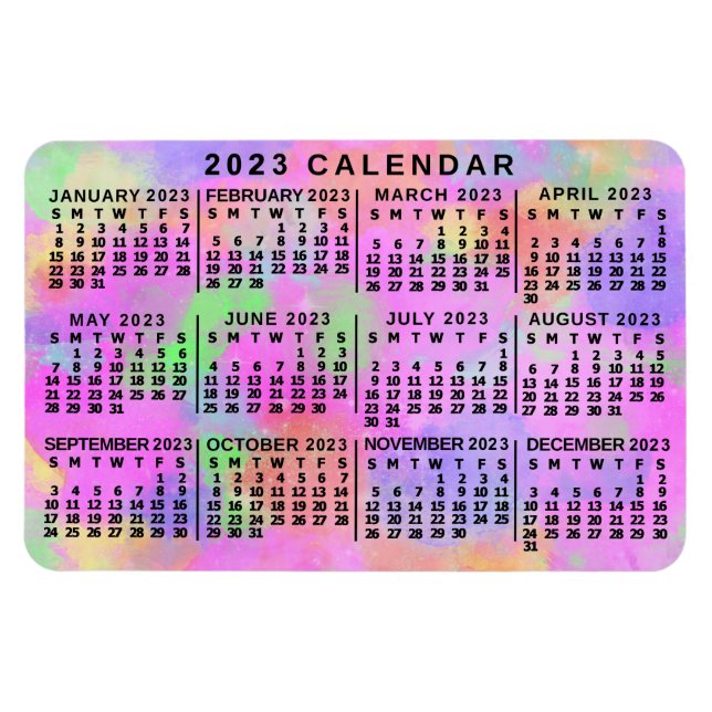 Imán Calendario mensual de 2023 años Pintura de la manc (Horizontal)