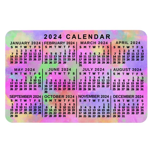 Imán Calendario mensual de 2024 Año Pintura de la manch (Horizontal)