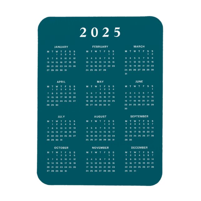 Imán Calendario mensual de 2025 (Vertical)