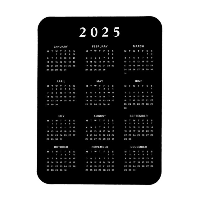 Imán Calendario mensual de 2025 (Vertical)