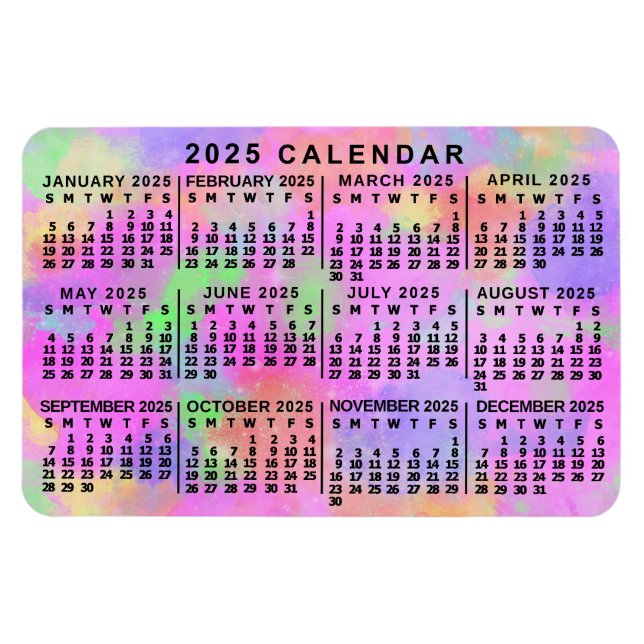 Imán Calendario mensual de 2025 Año Pintura de la manch (Horizontal)