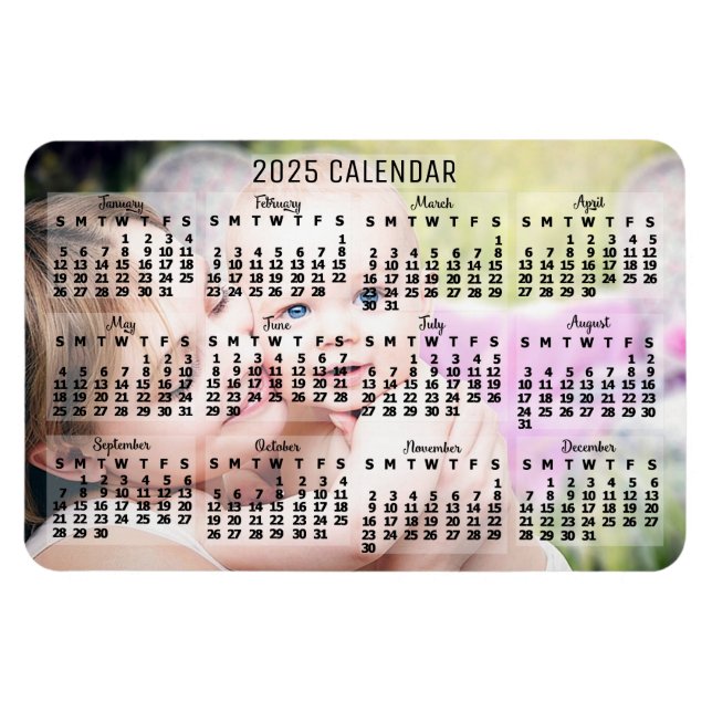 Imán Calendario Mensual de 2025 Años - Foto de Personal (Horizontal)