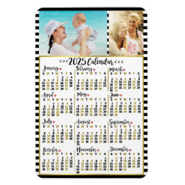 Imán Calendario mensual de 2025 con rayas | Fotos perso