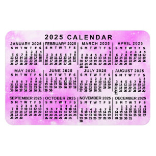 Imán Calendario mensual de 2025 Estrellas de color rosa