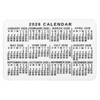 Calendario Mensual del Año 2026 Blanco y Negro Clá