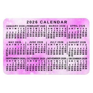 Imán Calendario mensual del año 2026 Estrellas de acuar