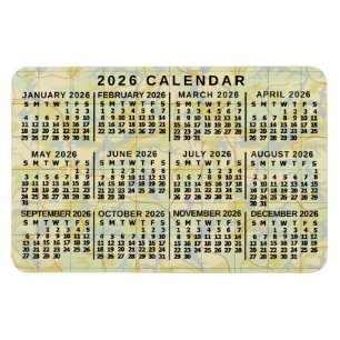 Imán Calendario Mensual del Año 2026 Mapa Antiguo Impre