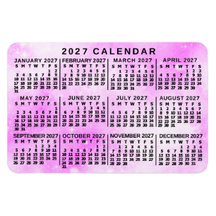Imán Calendario mensual del año 2027 con estrellas de a