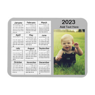Imán Calendario Mini fotográfico gris de 2023