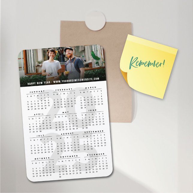 Imán Calendario moderno 2023 Fotografía de Año Nuevo si (Modern White 2025 Calendar Simple Holiday Photo Flexible Magnet @ fat_fa_tin)