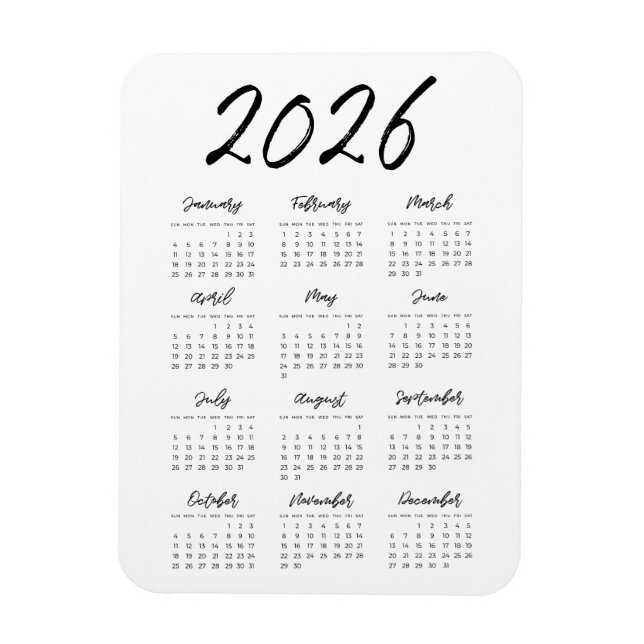 Imán Calendario moderno completo de 2023 (Vertical)