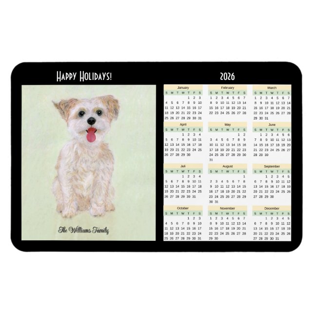 Imán Calendario Morkie Flexible 2026 (Horizontal)