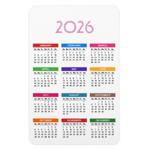 Imán Calendario Personalizado colorido de 2026
