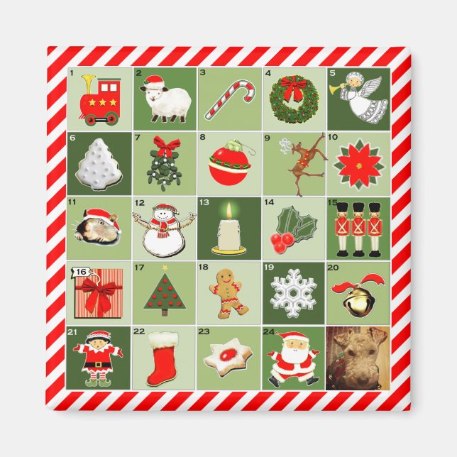 Imán Calendario personalizado de Adviento de Navidad (Frente)