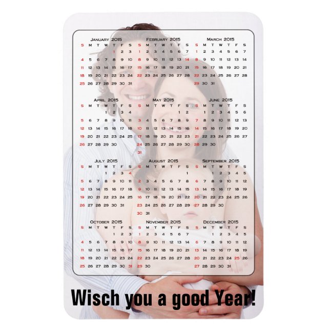 Imán Calendario personalizado + su propia foto / backgr (Vertical)