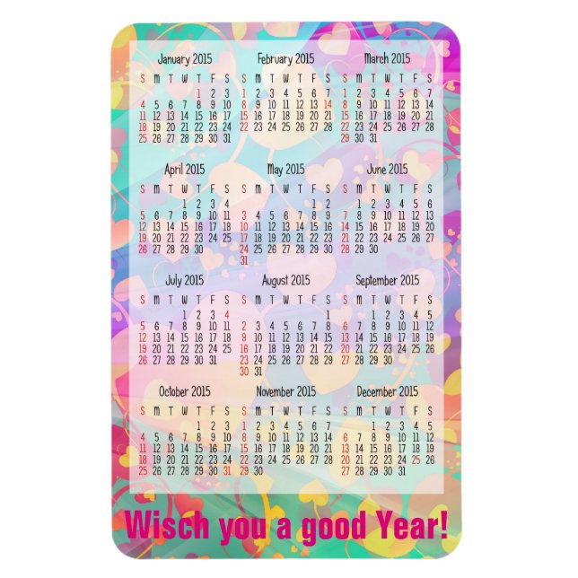 Imán Calendario personalizado + su propia foto / backgr (Vertical)